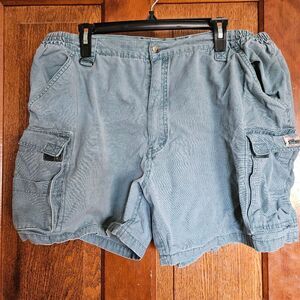 Hook & Tackle Mens 42 Waist Cargo Shorts Blue Green Fishing